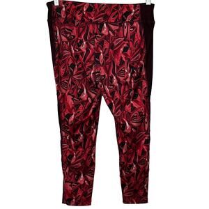 AVIA HI-RISE CROPPED ACTIVEWEAR LEGGINGS, WOMENS, M, PURPLE PINK BLACK ABSTRACT